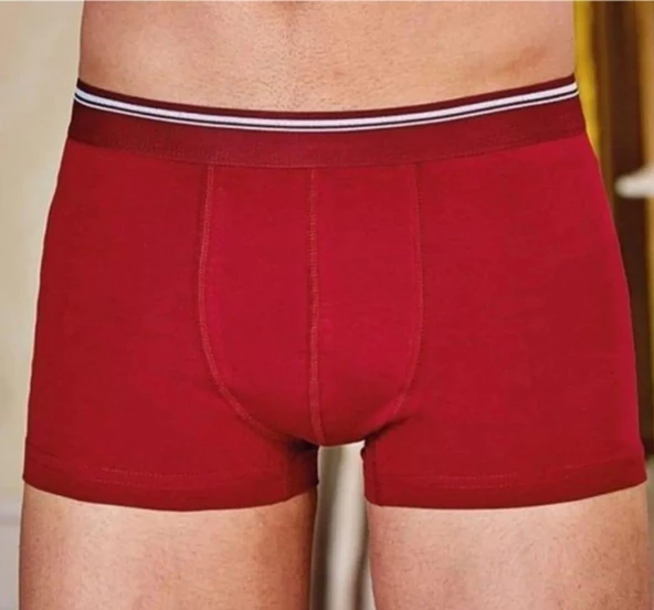 BERRAK 1097 ERKEK LİKRALI DÜZ BOXER TEKLİ  L BORDO