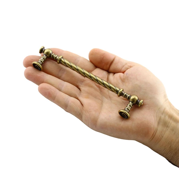 Burgu Eskitme Antik Sarı(128 mm-12.8 cm) Metal Mobilya Mutfak Çekmece Dolap Kulpu Kulbu Kulpları - 5