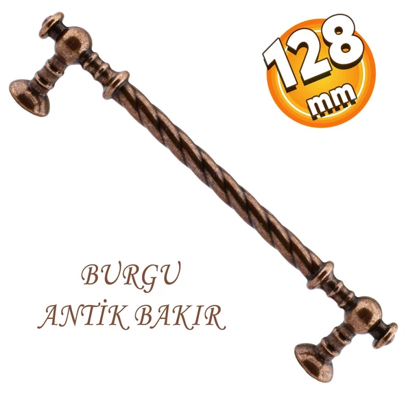 Burgu Eskitme Antik Bakır (128 mm-12.8 cm) Metal Mobilya Mutfak Çekmece Dolap Kulpu Kulbu Kulpları