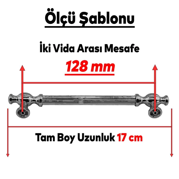 Kesir Mobilya Mutfak Dolabı Çekmece Dolap Kapak Kulpu Kulbu Siyah (128 MM-12.8 CM) Metal Kulpları - Resim 2