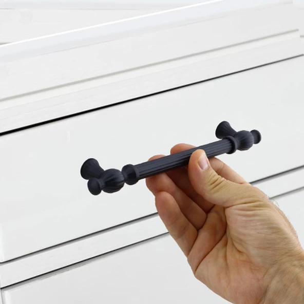Kesir Mobilya Mutfak Dolabı Çekmece Dolap Kapak Kulpu Kulbu Siyah (128 MM-12.8 CM) Metal Kulpları - Resim 3