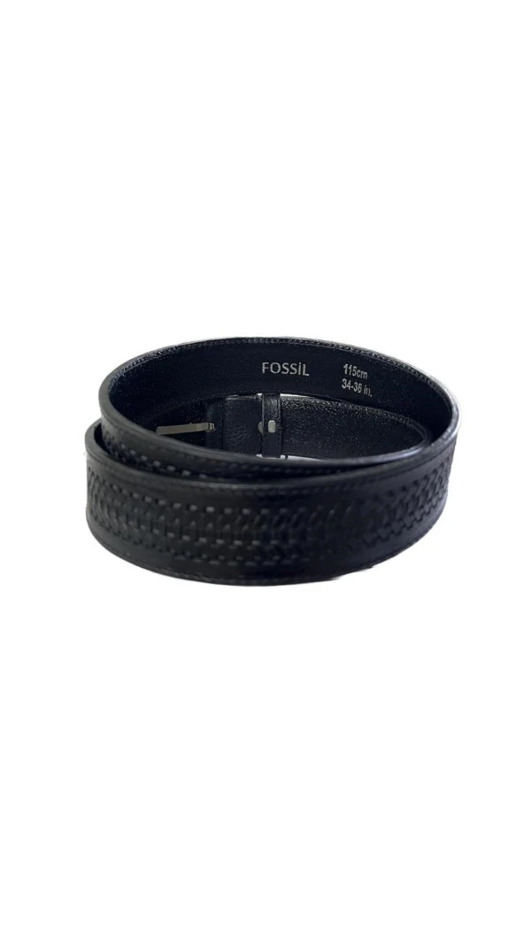 Fossil 4cm Siyah Hakiki Deri Spor Erkek Kemeri -120CM - Resim 4