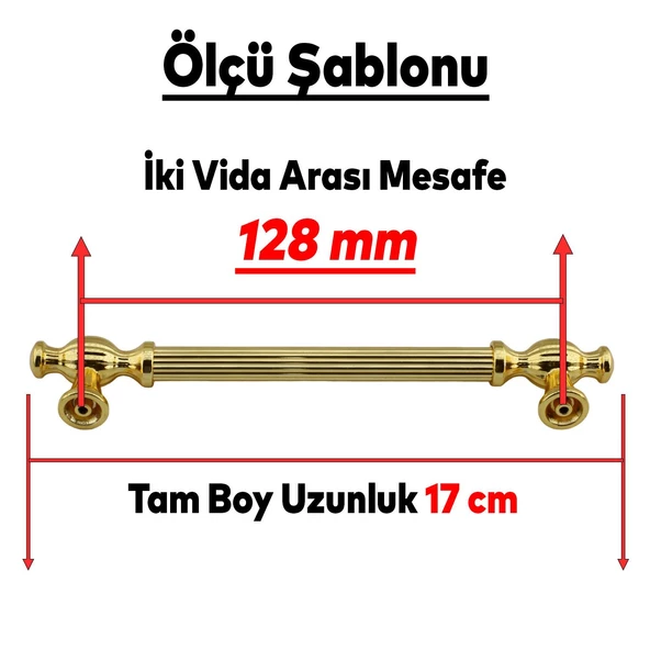 Kesir Mobilya Mutfak Dolabı Çekmece Dolap Kulpu Kulbu Gold Altın (128 MM-12.8 CM) Metal Kulpları - 3