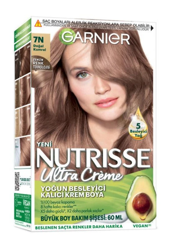Garnier Nutrisse Yoğun Besleyici Kalıcı Krem Saç Boyası - 7N Doğal Kumral