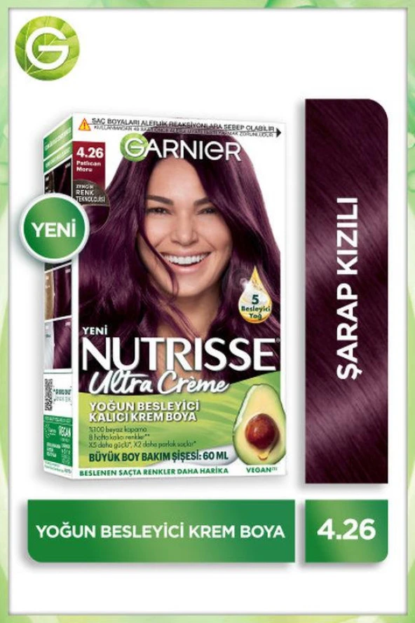 Garnier Nutrisse Yoğun Besleyici Kalıcı Krem Saç Boyası - 4.26 Patlıcan Moru - 2
