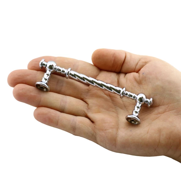Burgu Mobilya Mutfak Dolabı Çekmece Dolap Kapak Kulpu Kulpları Kulbu Krom (96 MM-9.6 CM) Metal Kulp - Resim 3