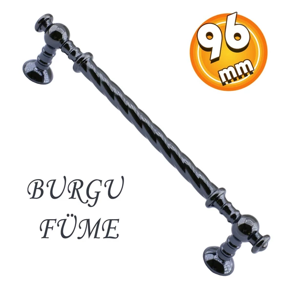 Burgu Mobilya Mutfak Dolabı Çekmece Dolap Kapak Kulpu Kulpları Kulbu Füme (96 MM-9.6 CM) Metal Kulp