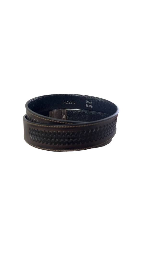 Fossil Kahve Desenli Hakiki Deri Spor Erkek Kemeri 4cm-120CM - 4