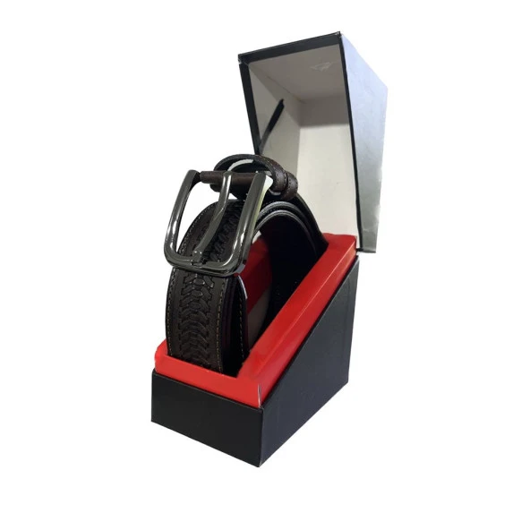 Fossil Kahve Desenli Hakiki Deri Spor Erkek Kemeri 4cm-115 - Resim 5