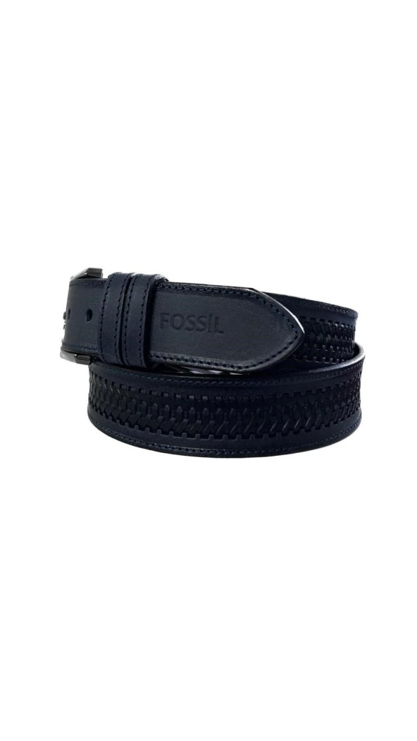 Fossil Lacivert Desenli Hakiki Deri Spor Erkek Kemeri 4cm-130CM - Resim 3