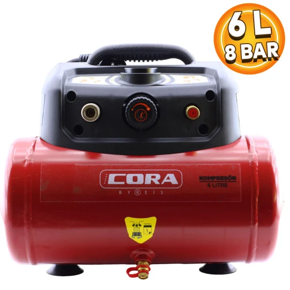 Cora Yağsız Hava Kompresörü 6 Litre 8 Bar 1,5 HP EZ-1506CW