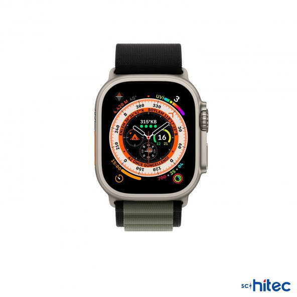ScHitec 42-44mm Yeni Nesil Apple Uyumlu Akıllı Saat Kordonu Hasır Kancalı Siyah Yeşil - 2