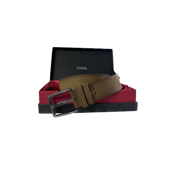 Fossil Taba Desenli Hakiki Deri Spor Erkek Kemeri 4cm-120CM