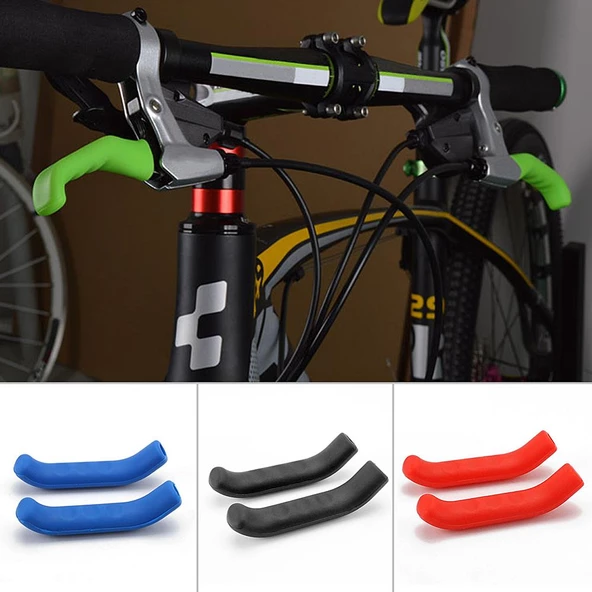 BİSİKLET FREN KOLU KORUYUCU SİLİKON PVC KORUYUCU SİYAH KIRMIZI - 6