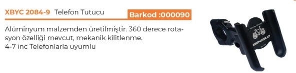 TEX XBYC 2084-9 ALUMİNYUM AYARLI BİSİKLET TELEFON TUTACAĞI SİYAH - 3
