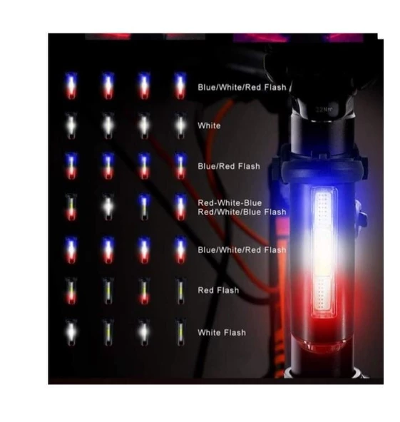XBYC 6162 Cakar 360 derece 3 renk LED uyarı Arka ışığı BİSİKLET STOP - 6