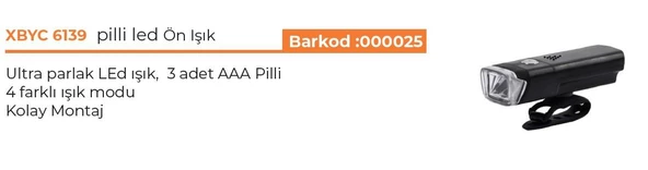 Forte GT XBYC 6139 Pilli Led Ön Işık 150 Lümen Bisiklet Farı - Resim 3