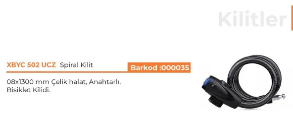 XBYC 502 Spiral Kilit 80x1300 mm yüksek güvenlikli bisiklet kilidi - Resim 2