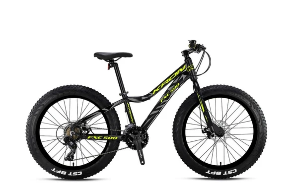 Kron Fxc 500 Fat Bike MD 24" Jant 13 cm Kadro 21 Vites Dağ Bisikleti Sarı Siyah - Resim 2