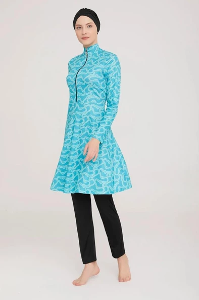 BirolGaye Rozamay 9010 Alun Siyah Tam Boy Tesettür Mayo - Resim 9