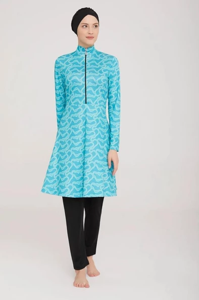 BirolGaye Rozamay 9010 Alun Siyah Tam Boy Tesettür Mayo - Resim 5