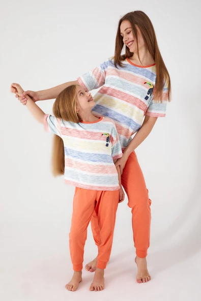 Roly Poly 3097 Garson Bird Krem Kız Çocuk Kısa Kol Pijama Takım - 3