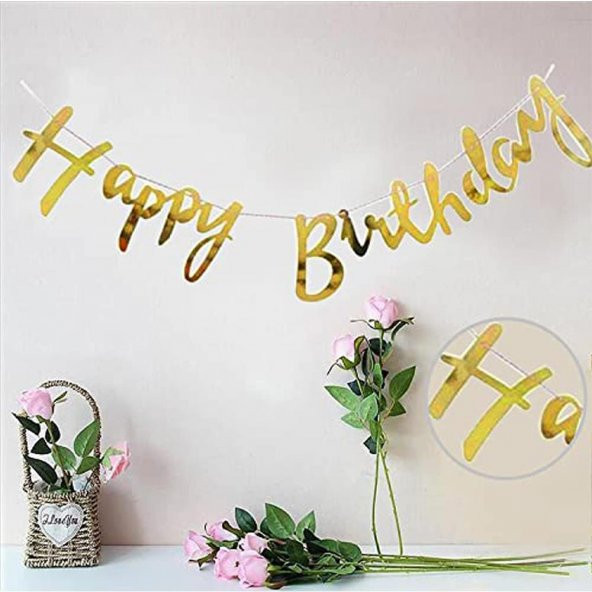 Happy Birthday Kaligrafi Banner - Gold - 2