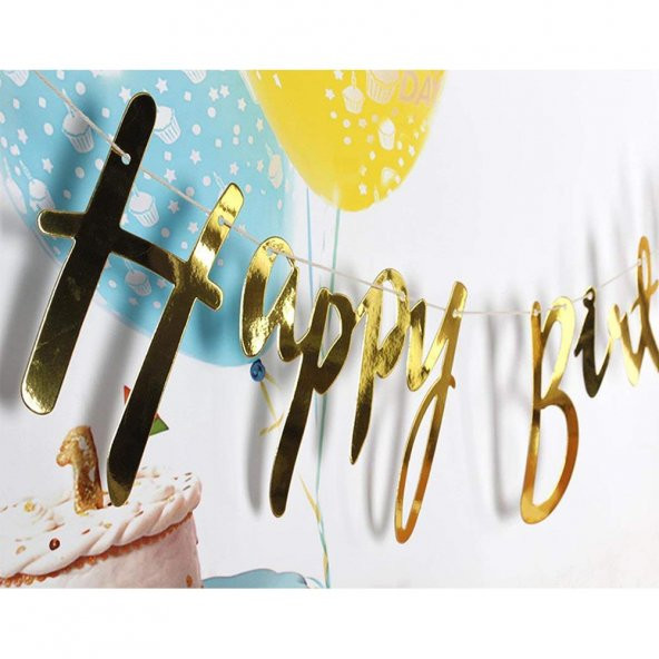 Happy Birthday Kaligrafi Banner - Gold - 3