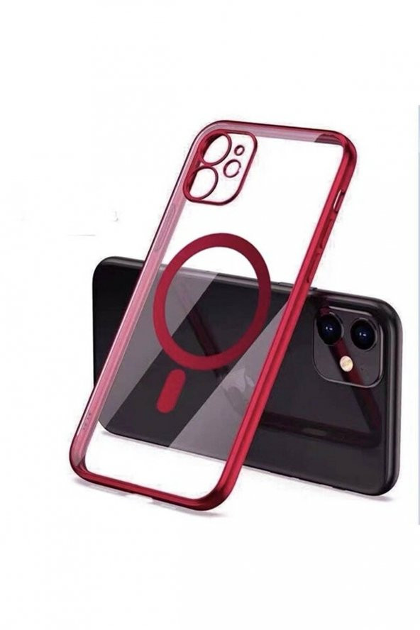 Apple iPhone 13 Magsafe Lazer Silikon Kılıf Kırmızı