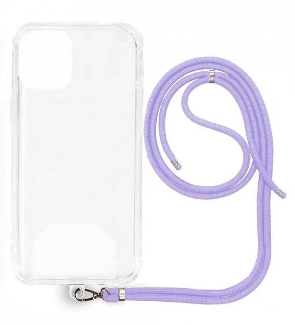 İnfinix Hot 10T İp Askılı Şeffaf Silikon Kılıf Lila ürün görseli 1