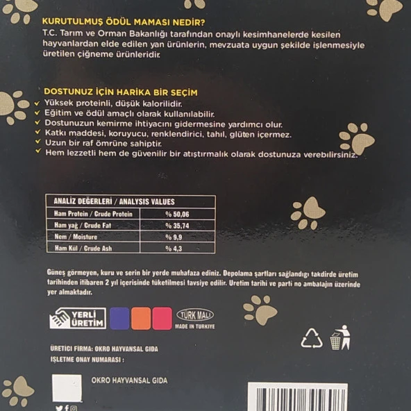 Okro Kurutulmuş Tavuk Ayağı 500gr Köpek Ödül Maması - 3