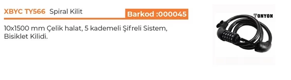 XBYC TY566 Spiral Kilit 10x1500 mm 5 kademeli Şifreli KİLİT - Resim 2