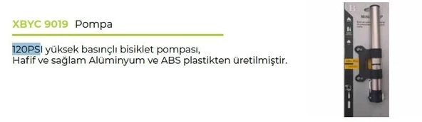 FORTE GT XBYC 9019 BİSİKLET Pompası Hafif sağlam Alüminyum120 PSI - 3