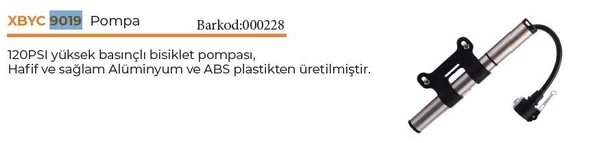 FORTE GT XBYC 9019 BİSİKLET Pompası Hafif sağlam Alüminyum120 PSI