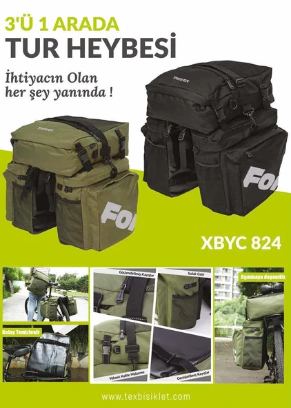 XBYC 824 FORTE GT 824 BİSİKLET TUR HEYBESİ 60 LT.YEŞİL RENK - 2