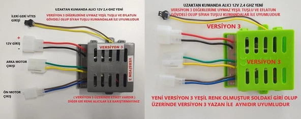 Pilsan AKÜLÜ ARABA Uzaktan Kumanda Alıcı Beyin 12 V 2.4 GHz Yeşil Model