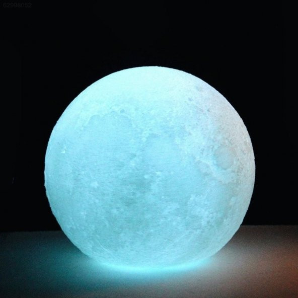 3D Ay Gece Lambası Dekoratif 10 cm Mavi Led