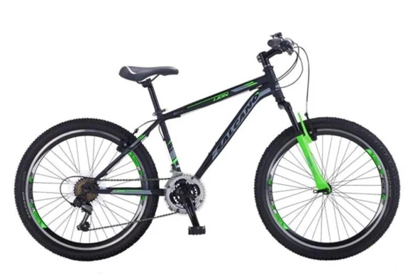 Salcano Lion 24 Jant V-fren 13 Kadro Dağ Bisikleti Siyah Yeşil Gri - Resim 2