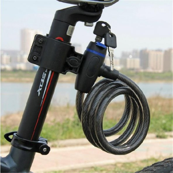 Anahtarlı Çelik Kilit Bisiklet Motosiklet Scooter Güvenlik Kilidi 80 CM - 8