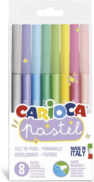 Carioca Süper Yıkanabilir 8'li Pastel Renk Keçeli Kalem / 43032