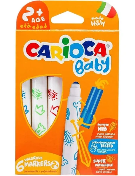 Carioca Jumbo 6'lı Bebek Süper Yıkanabilir Keçeli Boya Kalemi / 42813