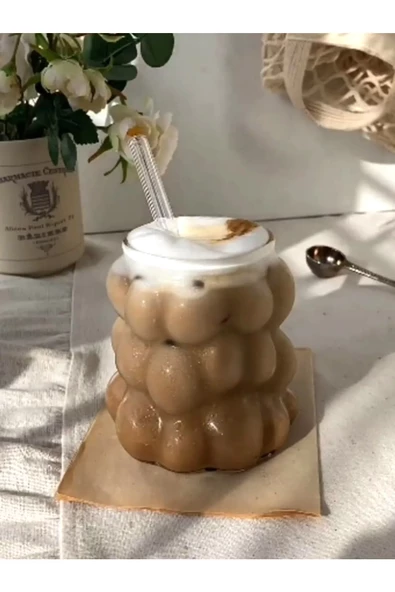 2 Li Set Isıya Dayanıklı Borosilikat Boncuk & Üzüm Şekilli Bardak Boncuklu Tasarım Meyve - 2