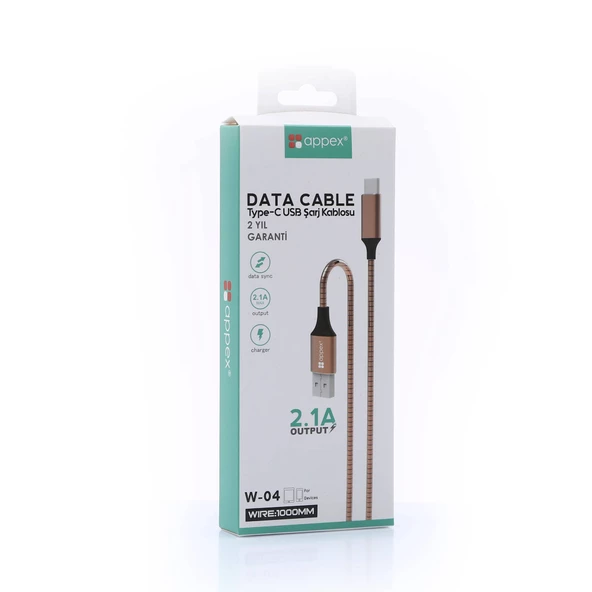 W04 Samsung Huawei Xiaomi TYPE-C Metal Şarj, Data Kablosu