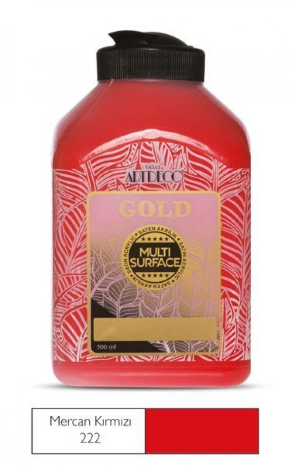 Artdeco Gold Multi Surface Akrilik Boya 500 ml. 222 MERCAN KIRMIZI