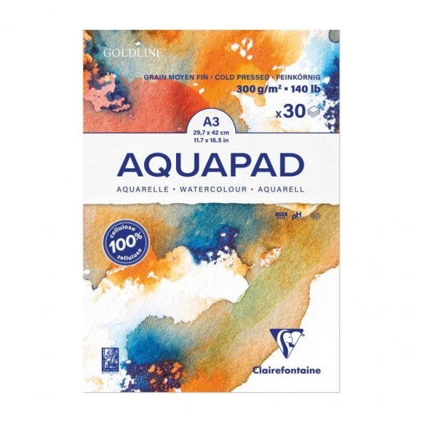 Clairefontaine Goldline Aquapad Suluboya Blok 300 gr 30 yp A3