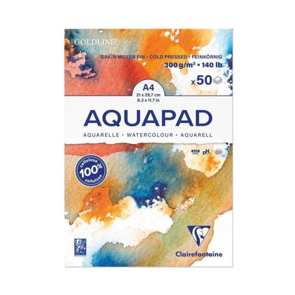 Clairefontaine Goldline Aquapad Suluboya Blok 300 gr 50 yp A4