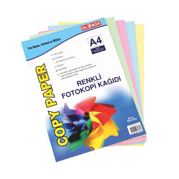 Globox Renkli Fotokopi Kağıdı 100lü Paket