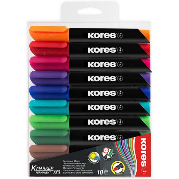 Kores K-Marker XP1 Permanent Marker Yuvarlak Uç 10 Renk