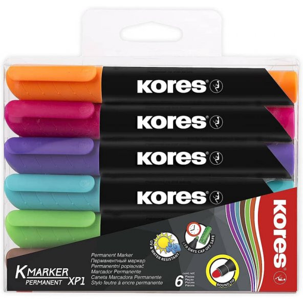 Kores K-Marker XP1 Permanent Marker Yuvarlak Uç 6 Renk