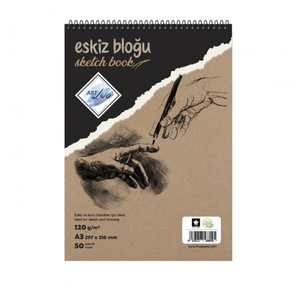 Art Liva Eskiz ve Çizim Defteri 120 gr 50 yp A3